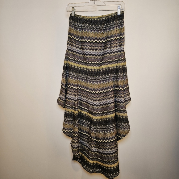👍Element grey yellow saw pattern, paneled high low mermaid skirt size S US - Picture 4 of 5